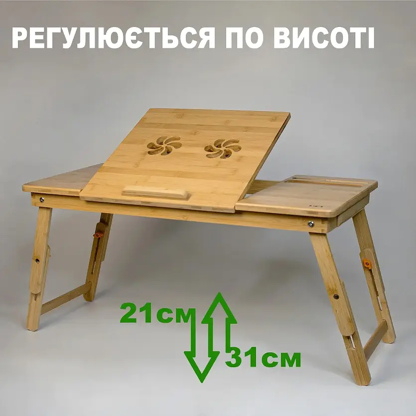 Бамбуковий столик для ноутбука UFT T13 new з тримачем для планшета та подвійною стільницею - фото 5