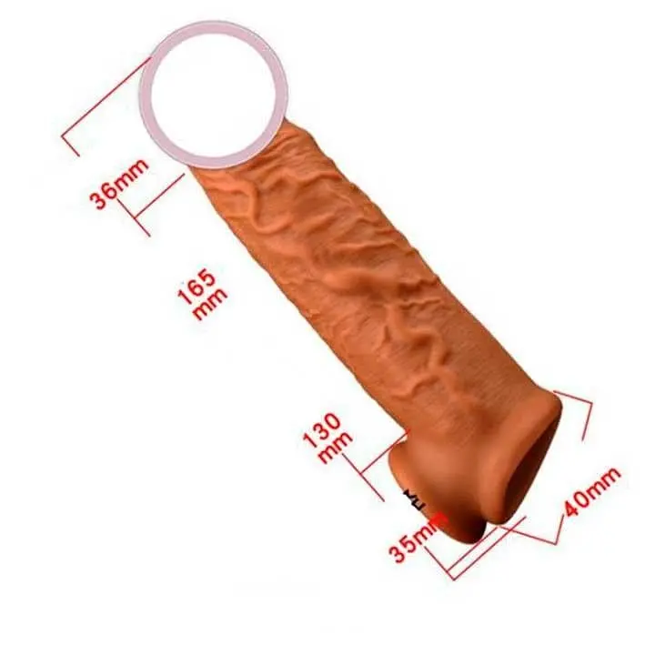 Насадка на член зі стимулятором ToyFa XLover 16,5 см для збільшення Бежевий - фото 5