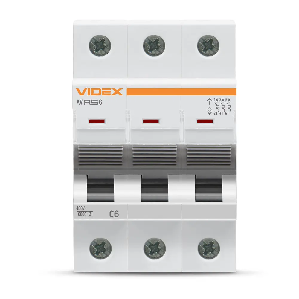 Автоматичний вимикач RS6 3п 6А 6кА С VIDEX RESIST VIDEX (26578-000) - фото 2