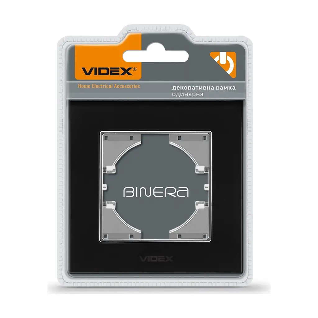 Рамка Videx BINERA чорне скло одинарна (VF-BNFRG1H-B)