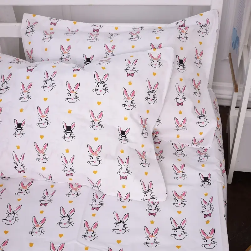 Простирадло MirSon на резинці Бязь Kids Time 17-0529 Bunnies white 70х140 см біле (2200008620165) - фото 4
