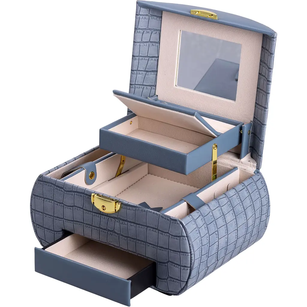 Кейс-органайзер Yiwu для украшений с защелкой 24x17x18 см синий HP-5-21BL - фото 5