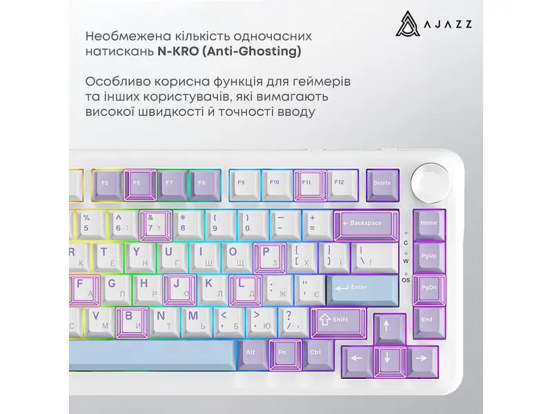 Клавіатура Ajazz AK820 MAX Magnetic Switches Purple/White/Blue (AK820MAX-WM-PWB) - фото 5