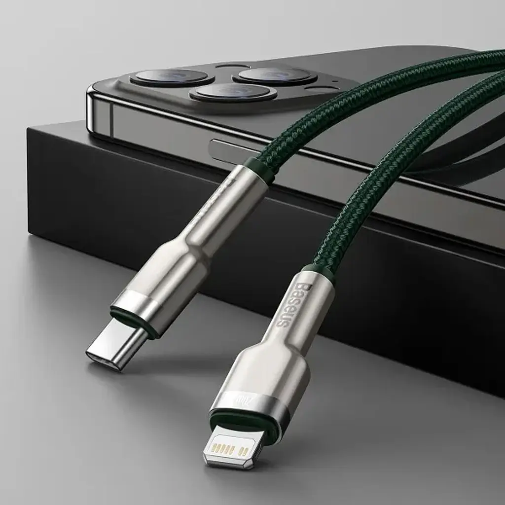 Кабель Baseus Cafule Metal USB-C to Lightning PD 20W 2m Green (CATLJK-B06) [169513] - фото 6