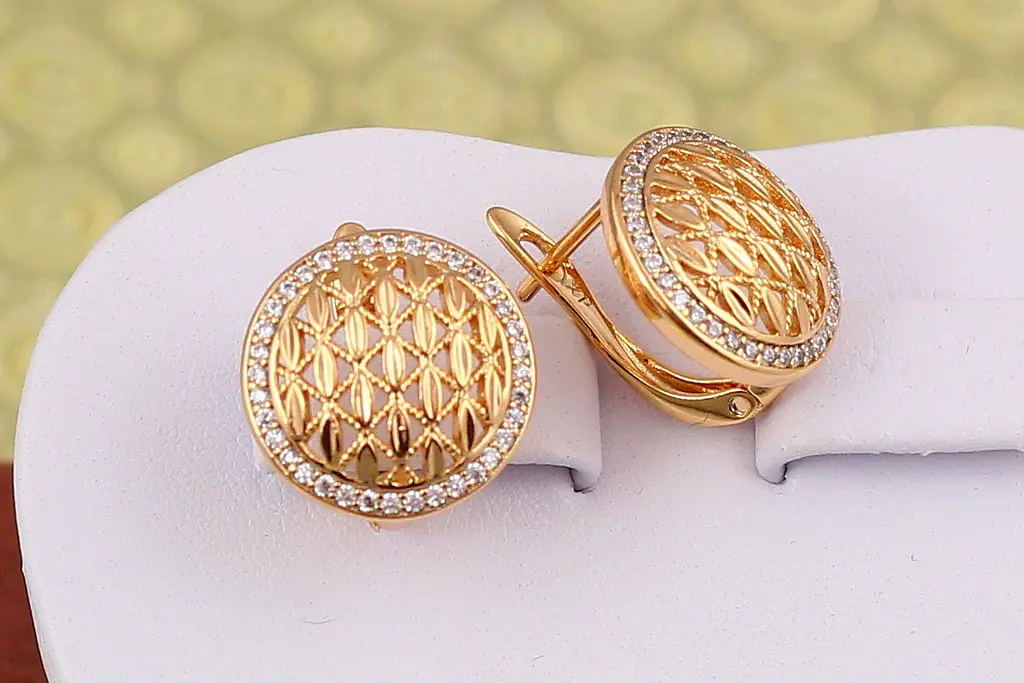 Сережки Xuping Jewelry ґудзики 1.5 см золотисті - фото 2