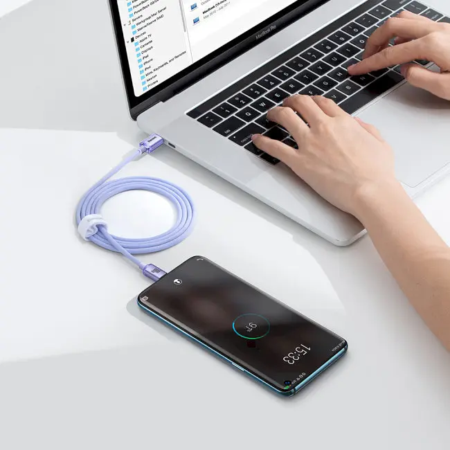 Кабель Baseus Crystal Shine Series Fast Charging Cable Type-C to Type-C 100W 1.2m CAJY000605 Purple - фото 7