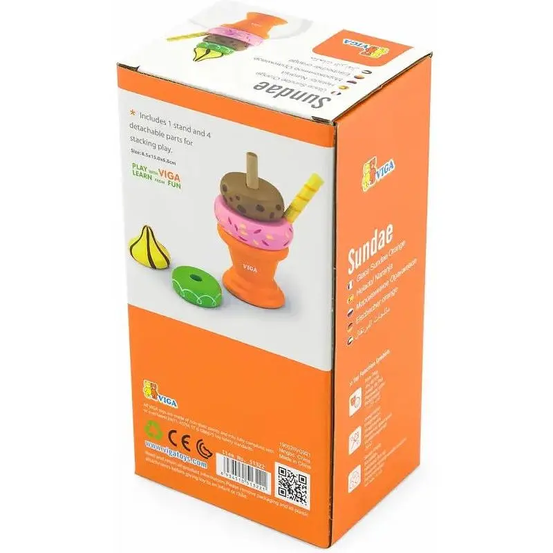 Пірамідка Viga Toys Морозиво дерев'яна помаранчева (51322) - фото 3