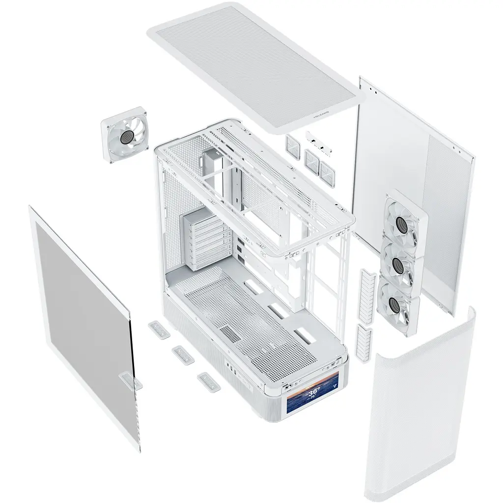 Корпус Modecom VOLCANO AQ500 ARGB MIDI FRONT LCD 6,2”, 4x120mm fans WHITE без БЖ ATX - фото 13