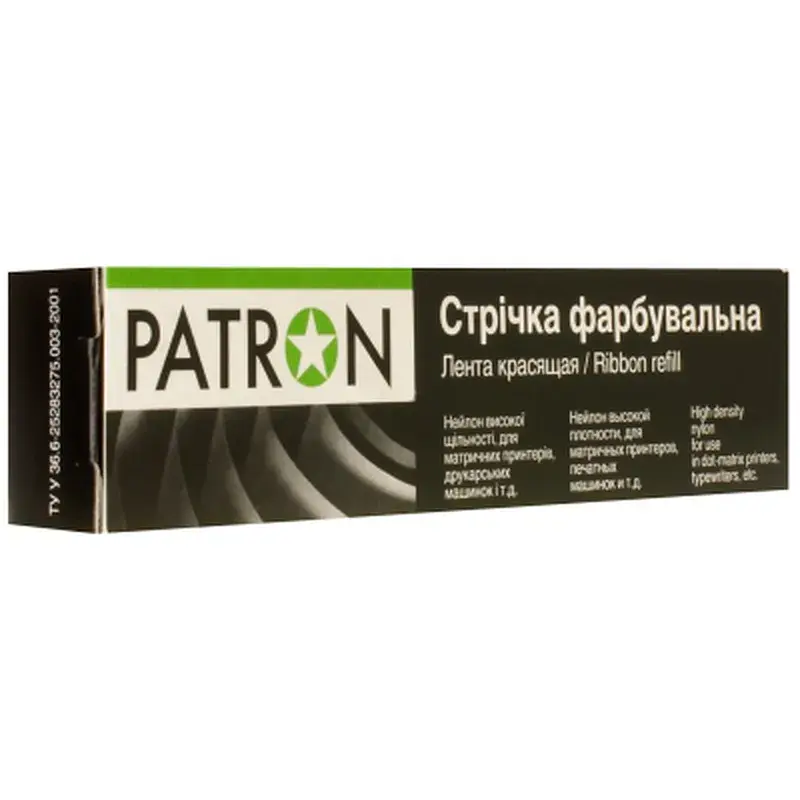 Стрічка до принтерів 13мм х 16м Refill STD Black кільце Patron (RIB-PN-12.7x16-К-B)