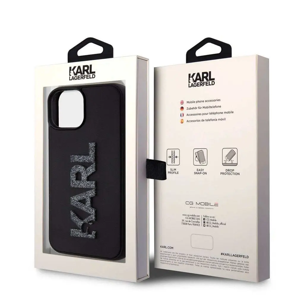 Чехол Karl Lagerfeld 3D Rubber Glitter Logo Karl для iPhOne 15 Black (57983116796) - фото 7