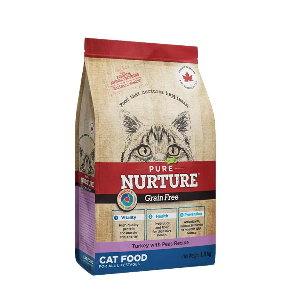 Сухий корм для котів Pure Nurture Grain Free Turkey with Peas All Lifestages Cats Беззерновий холістик з індичкою 1.5 кг