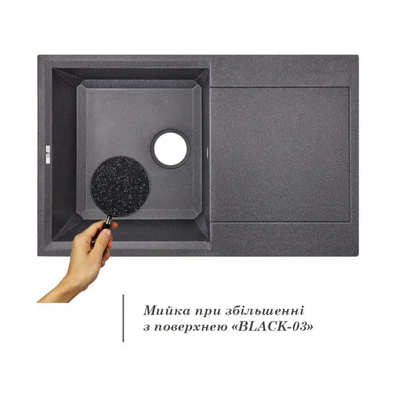 Кухонна мийка Lidz 780x495 / 230 BLA-03 (LIDZBLA03790495230) - фото 2