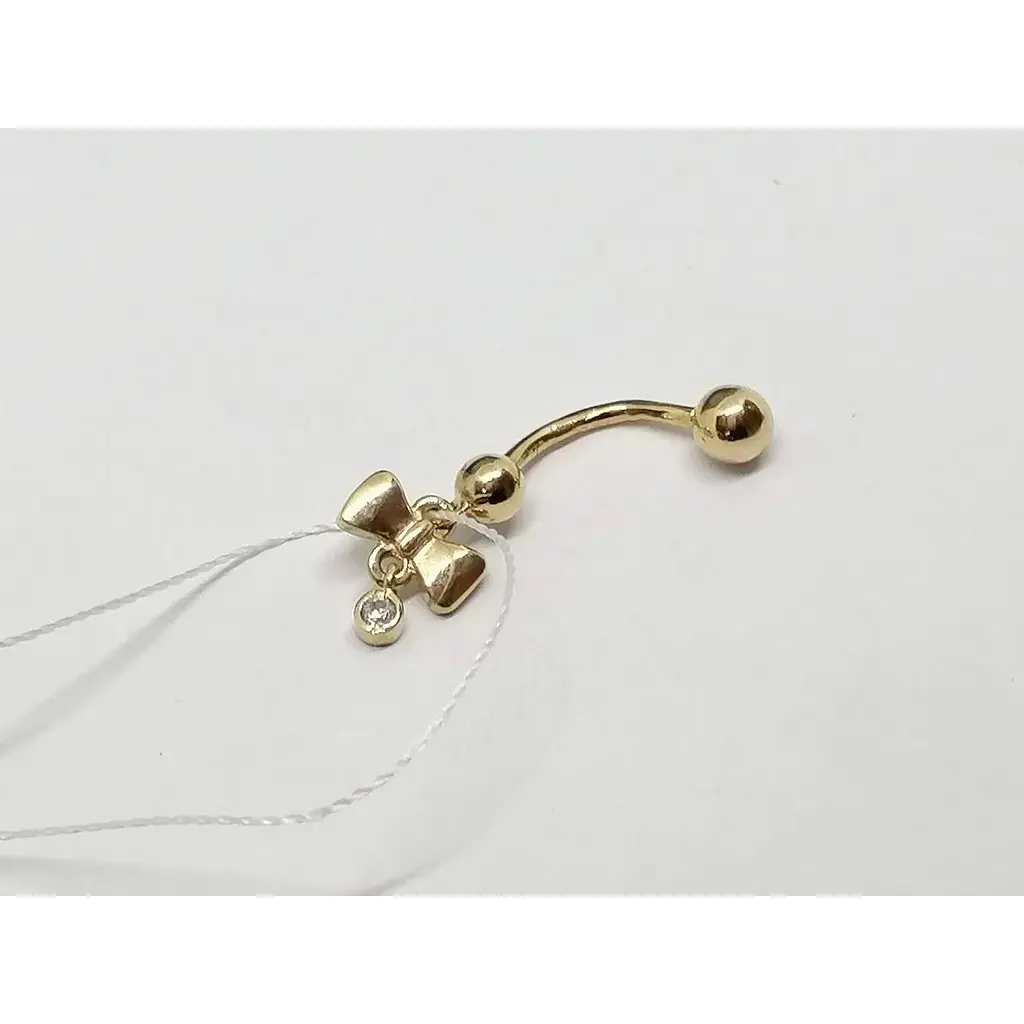 Золотая серьга-пирсинг Империя золота с фианитом. ПС118И - фото 2