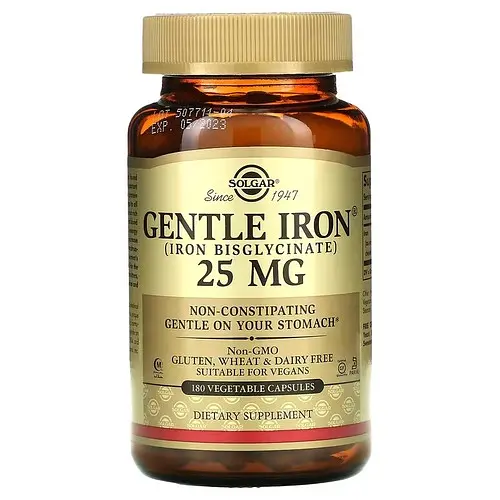 Залізо Gentle Iron 25 mg 180 капсул Solgar vit0005966