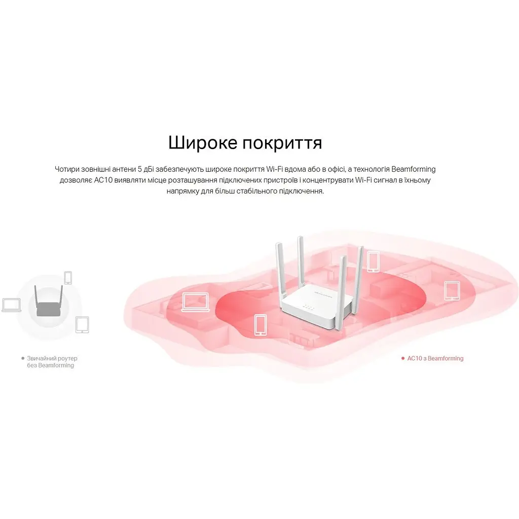 WI-FI роутер маршрутизатор Mercusys 10-AC 2.4 ГГц, 5 ГГц, Wi-Fi 5, AC1200, 867Мбіт/с - фото 7