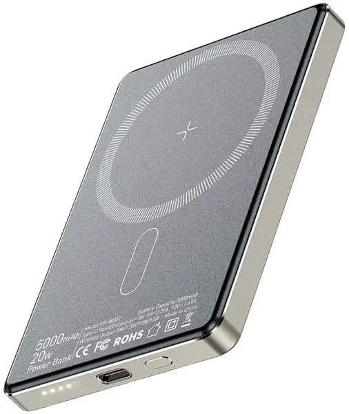 Power Bank Essager Cross-Border Magnetic 5000mAh 20W KR-W002 (EDY5K-YJ0A-Z) Grey UA - фото 3