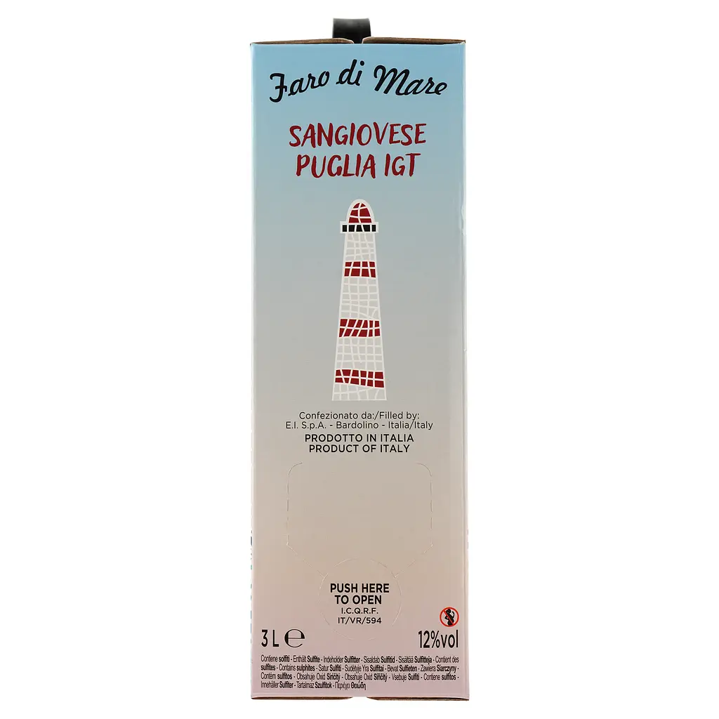 Вино Faro Di Mare Vino Sangiovese Puglia Igt, красное, сухое, 3 л - фото 4
