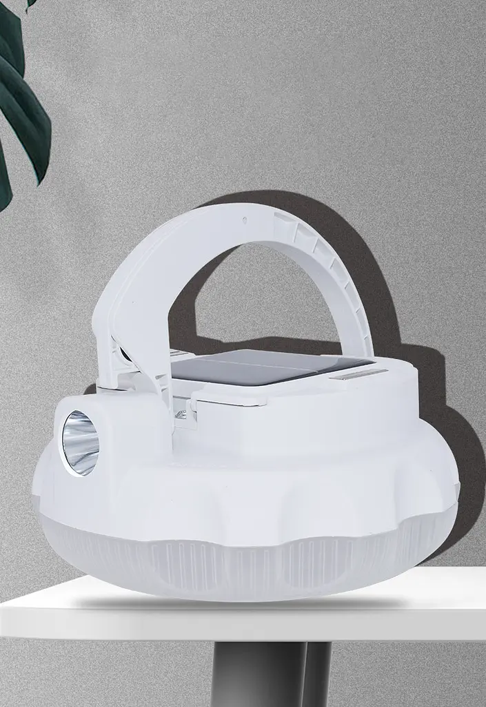 Сонячна LED лампа 200W, 4800 mAh, біла | IP66 | 360° світло + ліхтар | Зарядка USB-C | Гачок і магніт - фото 2