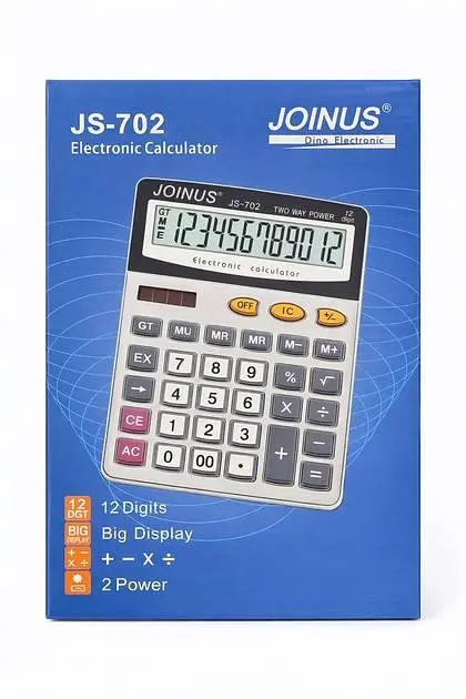 Калькулятор настольный JOINUS JS-702, 12-разрядный, большой дисплей, двойное питание (солнечная батарея + батарейка) - фото 3