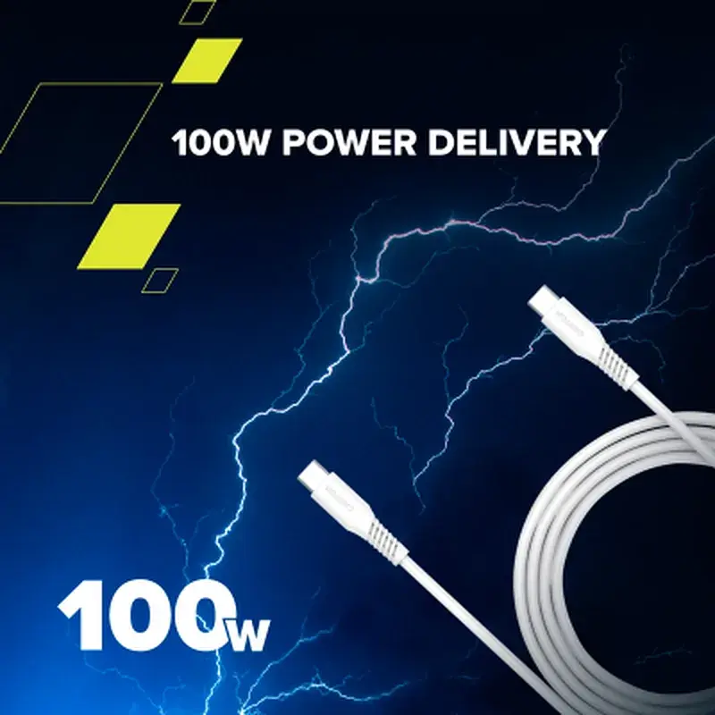 Дата кабель USB-C to USB-C 1.2m CC100SC 100W White Canyon (CNS-CC100SC12W) - фото 3