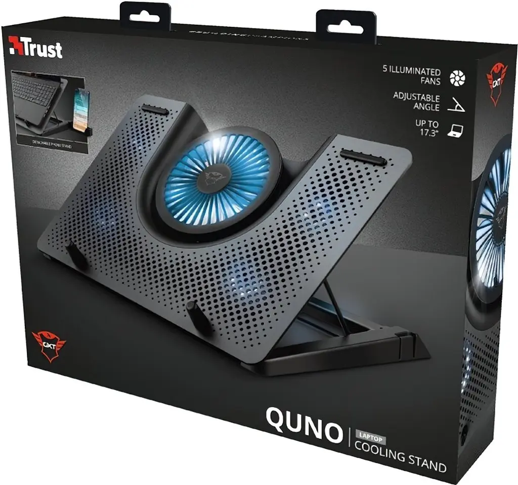 Підставка для ноутбука Trust GXT 1125 Quno 17.3` Blue LED Black (23581) [70907] - фото 6
