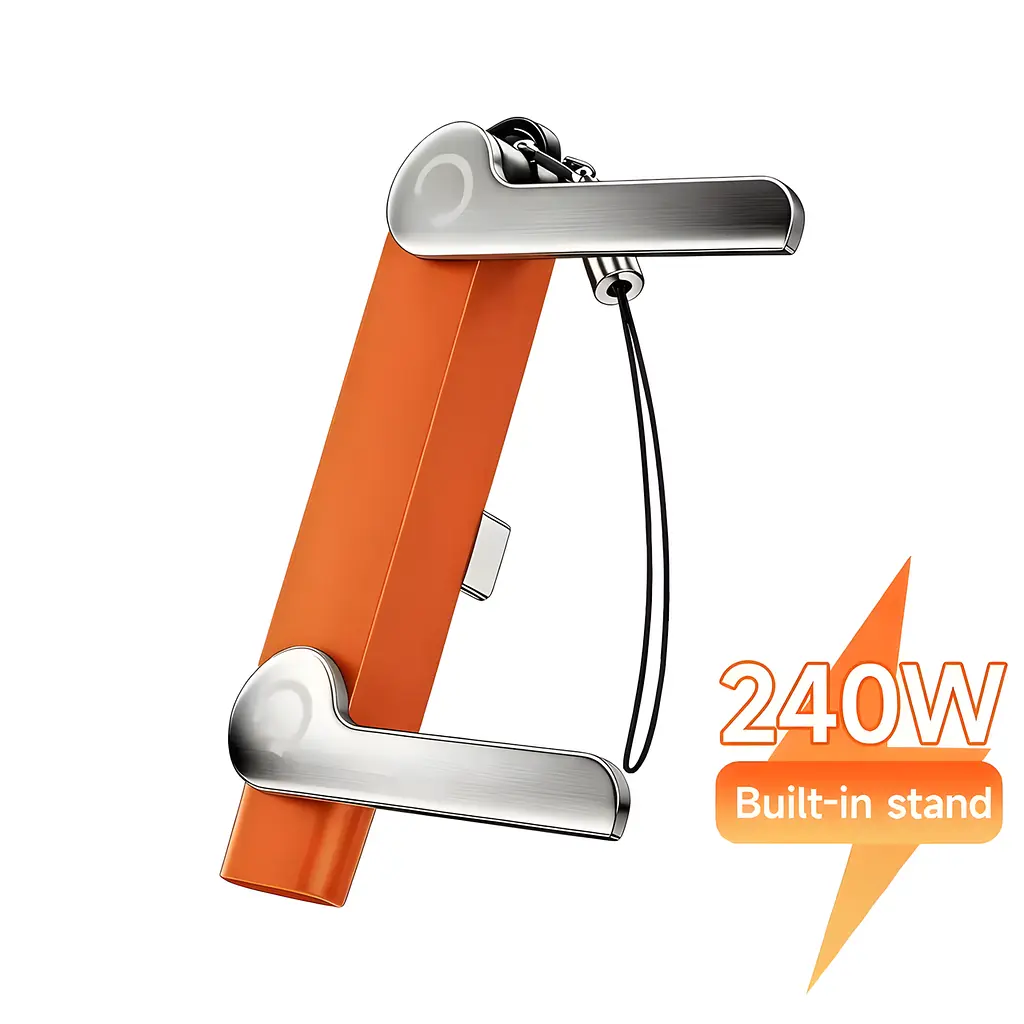 Переходник USB Type-C на Type-C 240W со складывающейся подставкой orange - фото 4