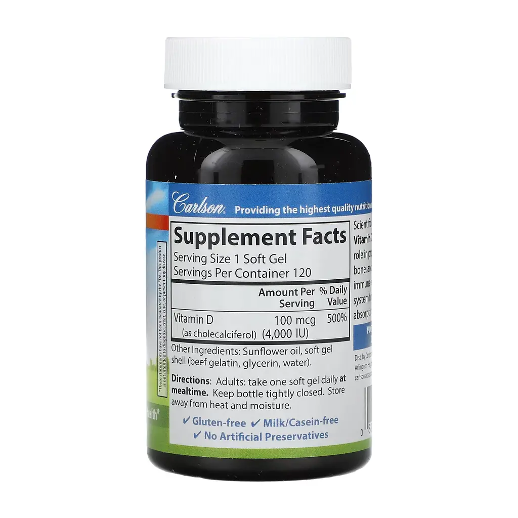 Вітамін D 4000 IU Carlson Laboratories (Vitamin D) - 120 софтгелів - фото 2