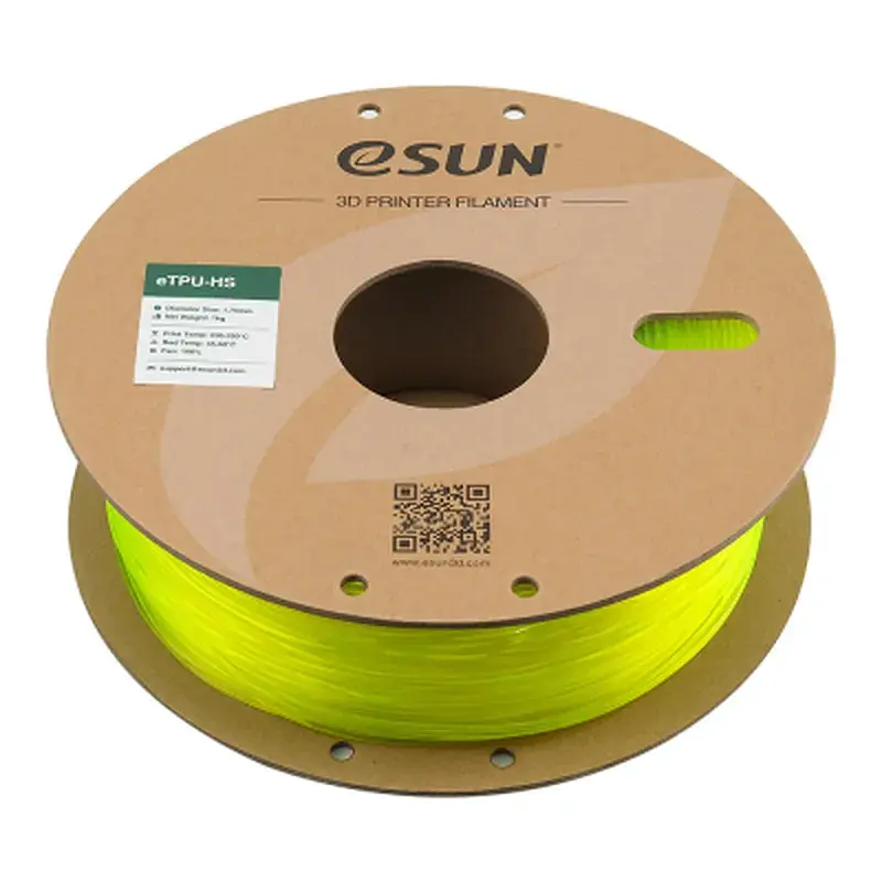 Пластик для 3D-принтера eSUN TPU HIGH SPEED 1,75mm 1kg FLUORES YELLOW (TPU-HS175F-Y1P1) - фото 2