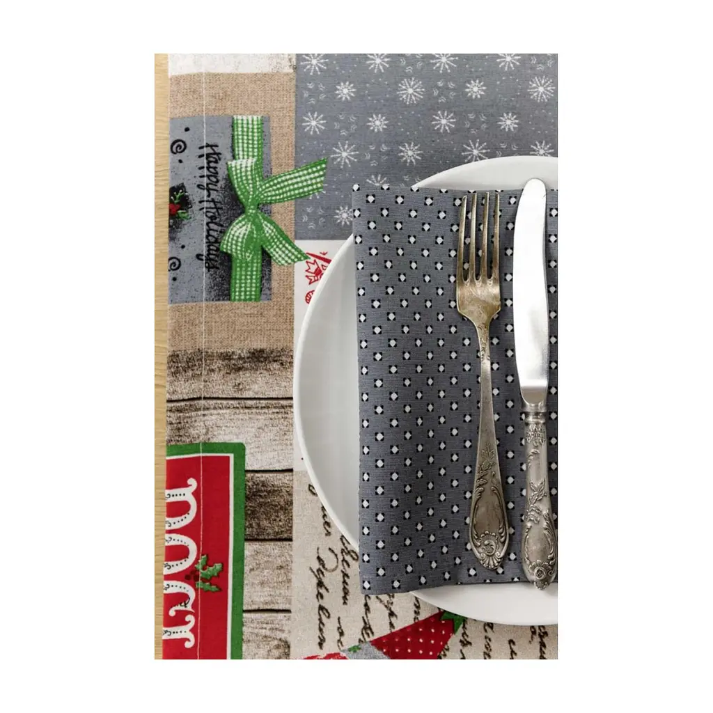 Серветка на стіл Прованс Merry Christmas сіра 35x45 см (4823093448780) - фото 5