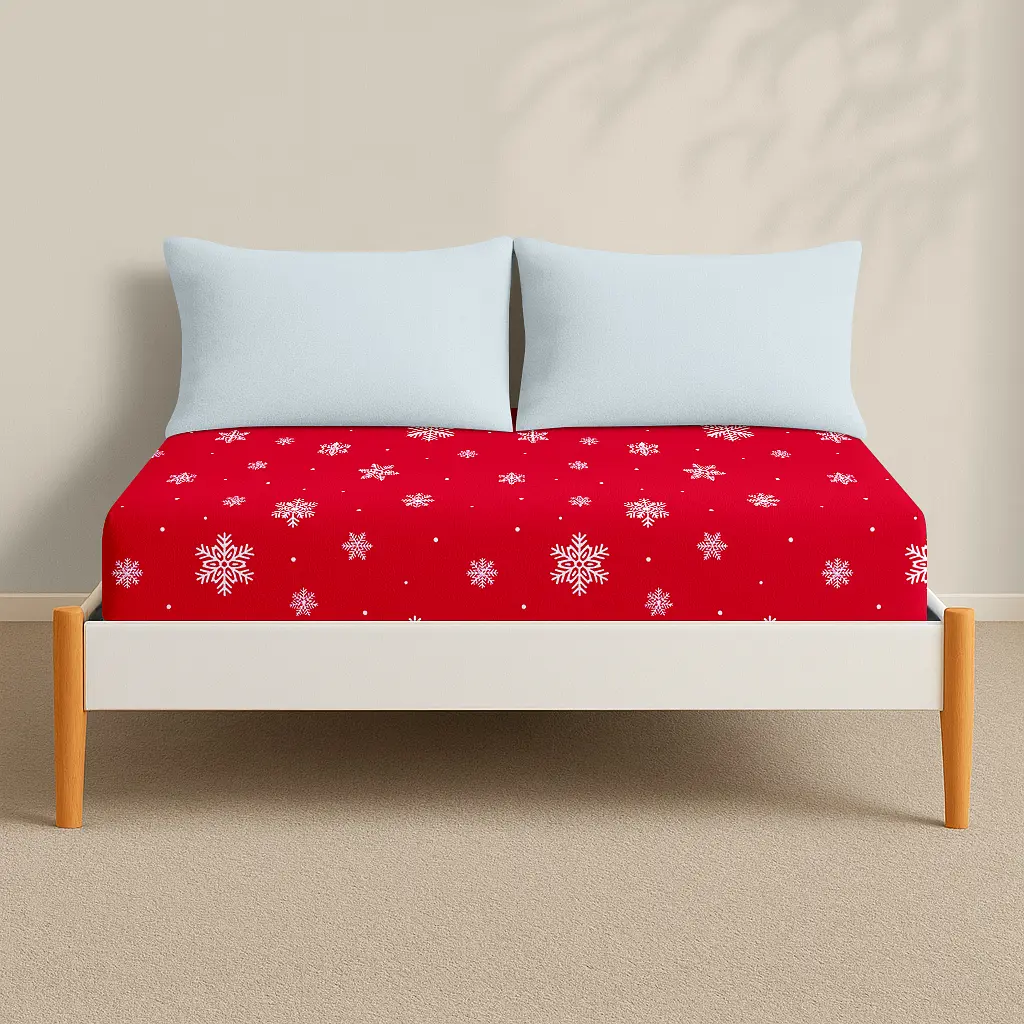 Простирадло на резинці фланель 160х200х30 SNOWFLAKES CRANBERRY COSAS (4822052475850) - фото 3