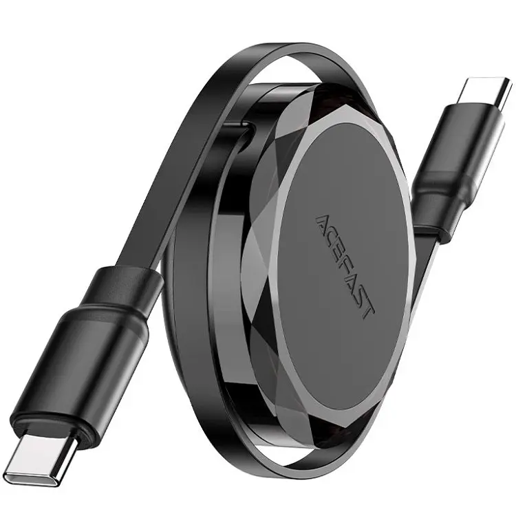 Кабель USB 2.0 Type-C M-M, 0.8м 60W dual retraction Чорний, C13-03 Acefast - фото 2