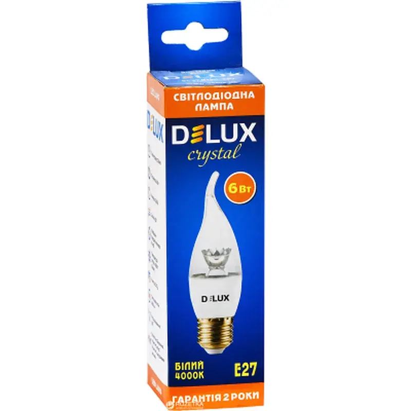 Лампочка Delux BL37B 6 Вт tail 4000K 220В E27 crystal 3 шт (90016739) - фото 2