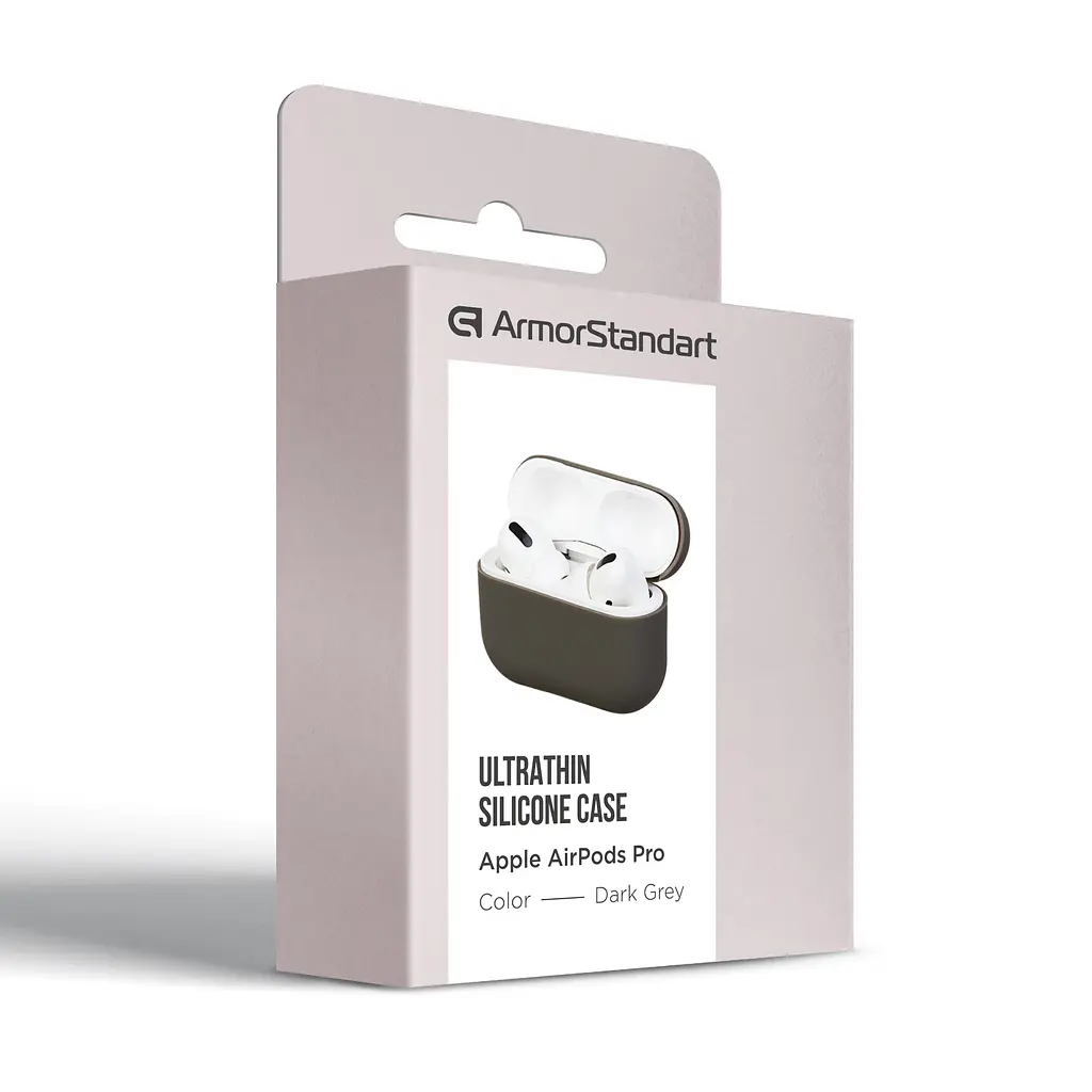 Силіконовий чохол для навушників Apple AirPods Pro, Ultrathin Silicone Case, сірий, захисний чохол, ультратонкий і легкий, захист від подряпин і пилу, м"який силікон, ArmorStandart (ARM55961) - фото 3