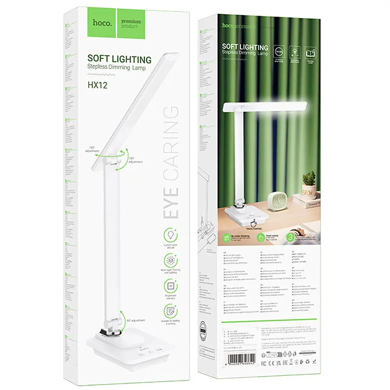 Настольная LED лампа Hoco HX12 Eye protection foldable table lamp White - фото 6