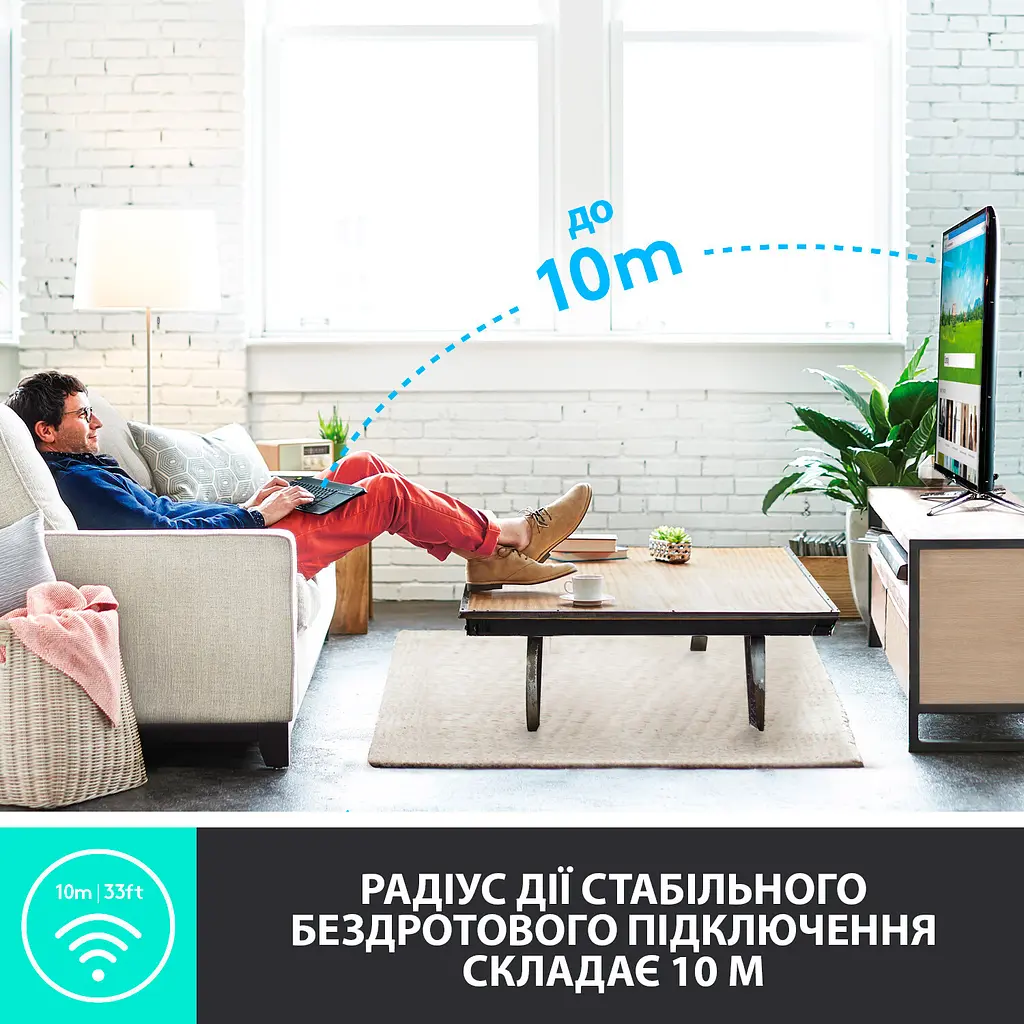 Клавіатура Logitech K400 Plus Touch Wireless Black UA (920-007145) [81156] - фото 5