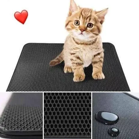 Килимок під котячий лоток Allifemats двошаровий водонепроникний чорний 55 х 75 см - фото 4