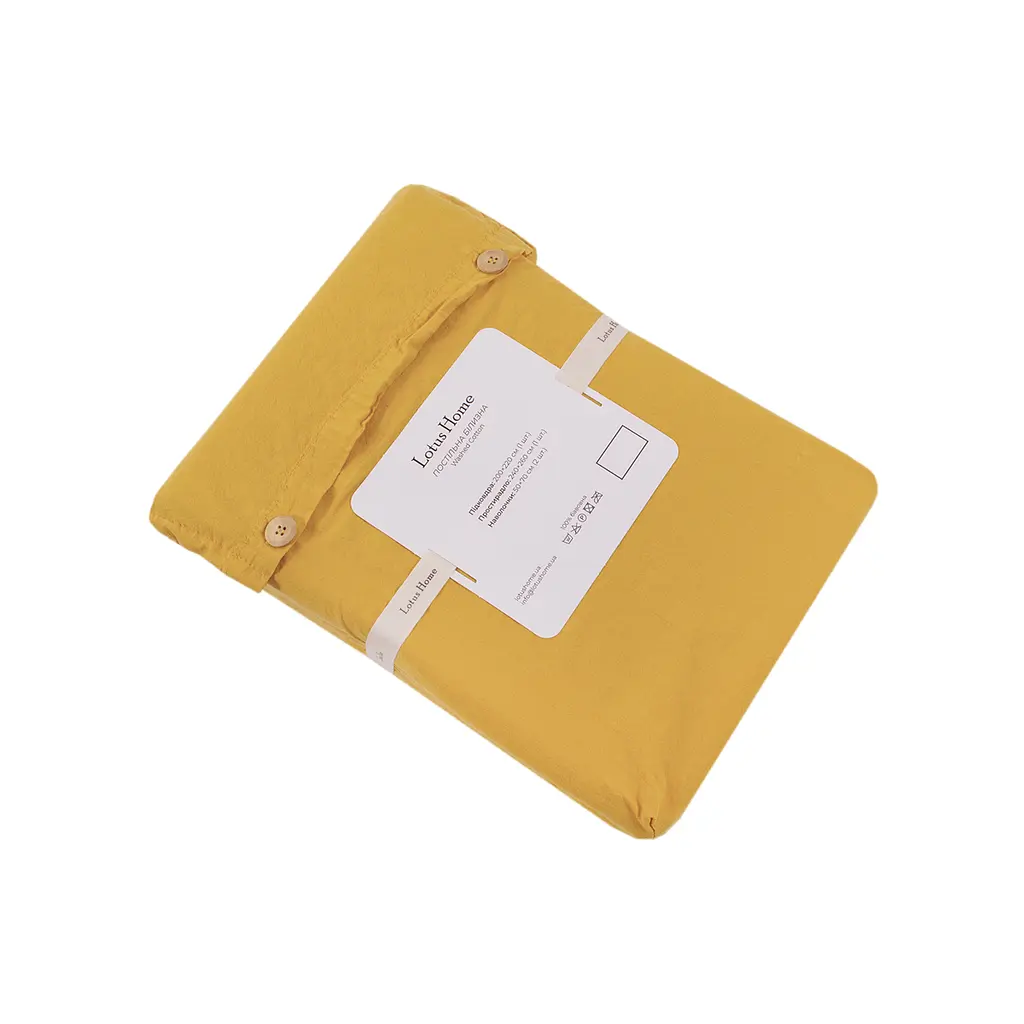 Постельное белье Lotus Home Washed cotton - Kansas желтый евро - фото 5