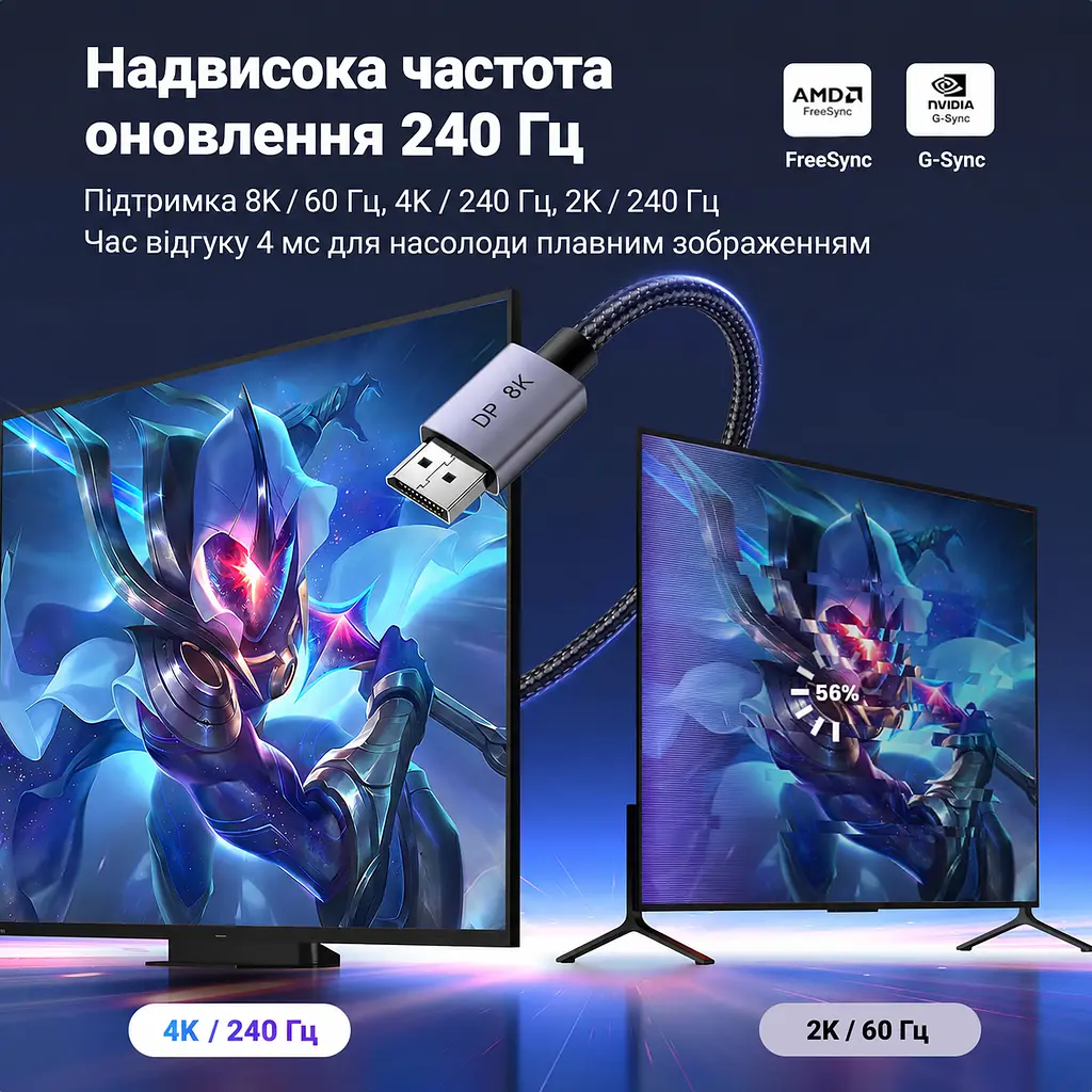 Кабель DisplayPort UGREEN DP120 1.4 8K 60 Гц 5 м чорний (45039) - фото 3