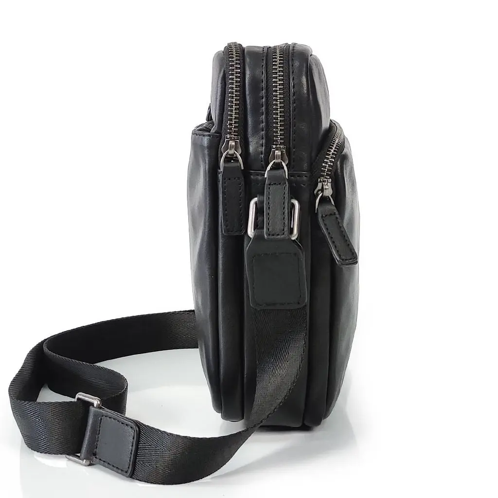 Сумка чоловіча шкіряна чорна Tiding Bag 168A - фото 7
