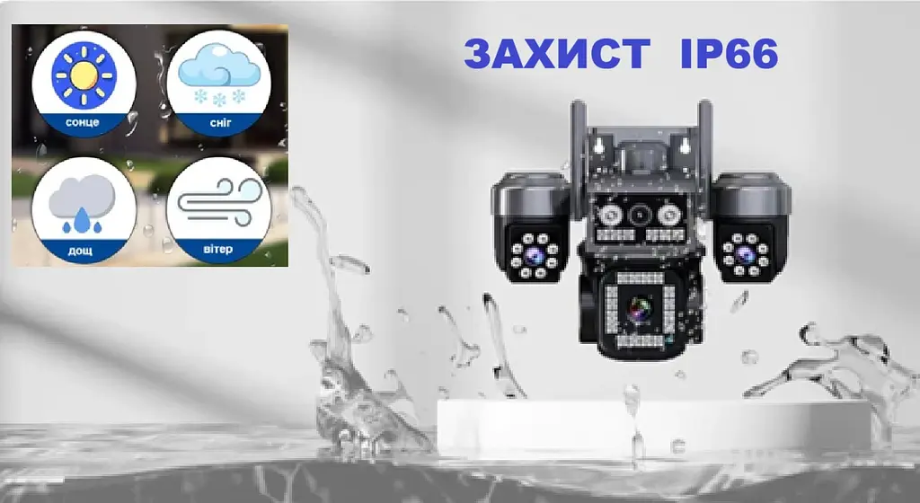 Вулична WiFi IPкамера C011W   15Мп  чорна 3 незалежних об'єктиви поворотні - фото 4