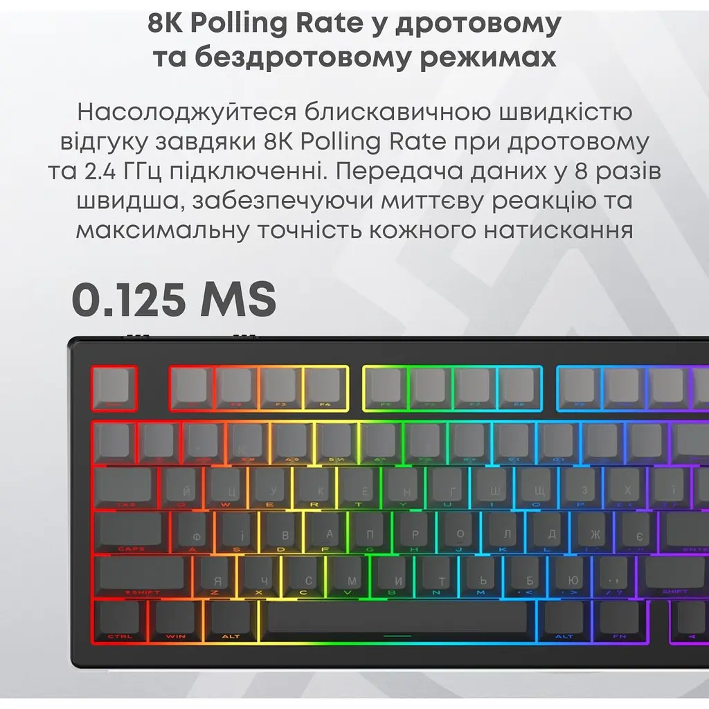 Клавіатура Ajazz AK820 V2 White Peach Switch Black/Grey (AK820-V2-WP-S-BG) [175697] - фото 12