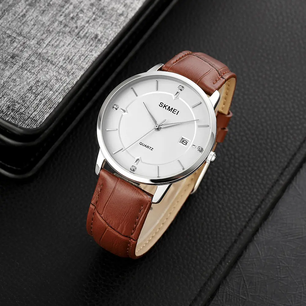 Наручные часы мужские 1801LSIBN Silver-White Brown Leather Skmei acs0030586 - фото 4