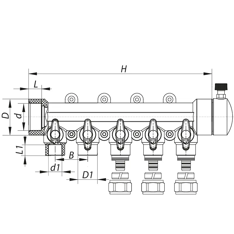 Колектор розподільний Koer 5-way з фітингом (40x20) PPR K0193.Pro KP2558 - фото 3