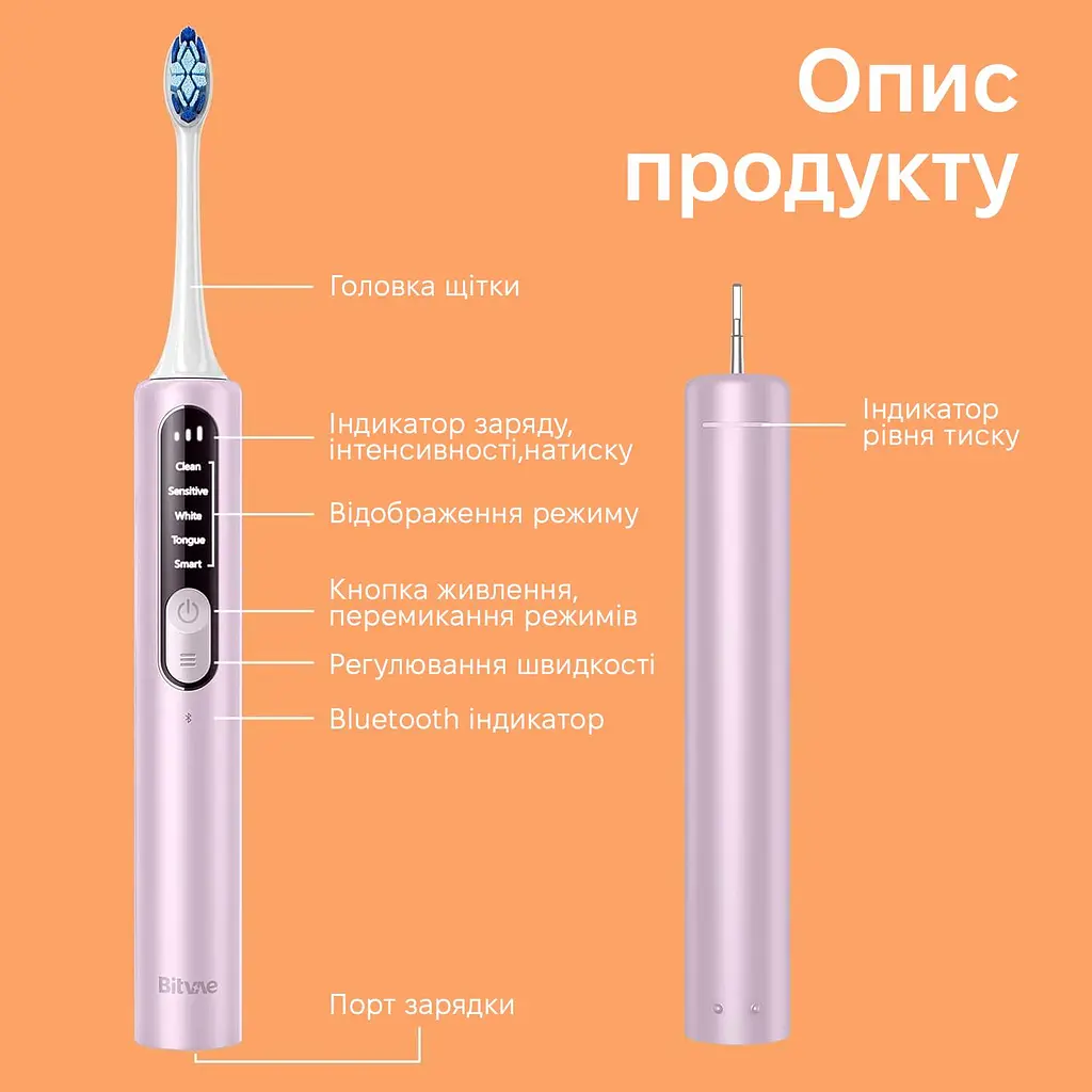 Електрична зубна щітка Bitvae S3 Smart Pink White (BVS3-р) - фото 2