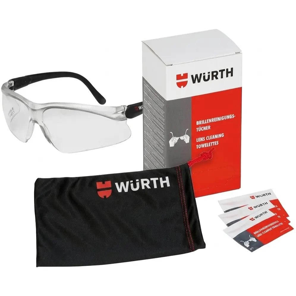Набір захисних окулярів Wurth Premium AS/NZS1337-PC прозорі з чохлом та серветками (K0899103110-2)