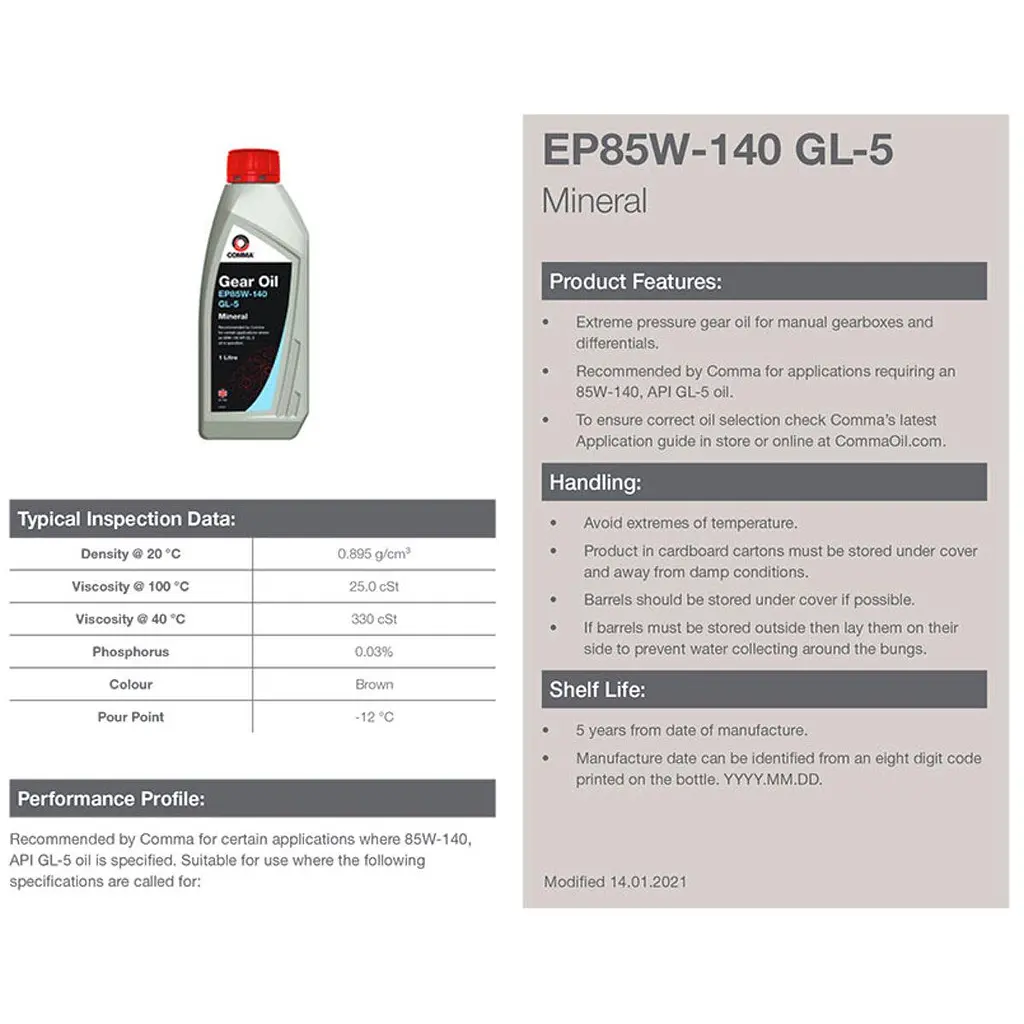 Трансмісійна олива Comma EP 85W-140 GEAR OIL 5 літрів (HMG5L) - фото 3