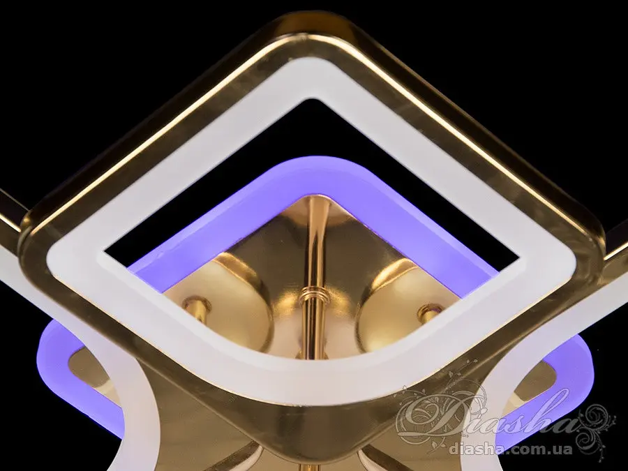 Люстра стельова LED Diasha 8060/2+2G, 100W, 3200K-6000K, золото, сучасний стиль, з пультом, акрилова