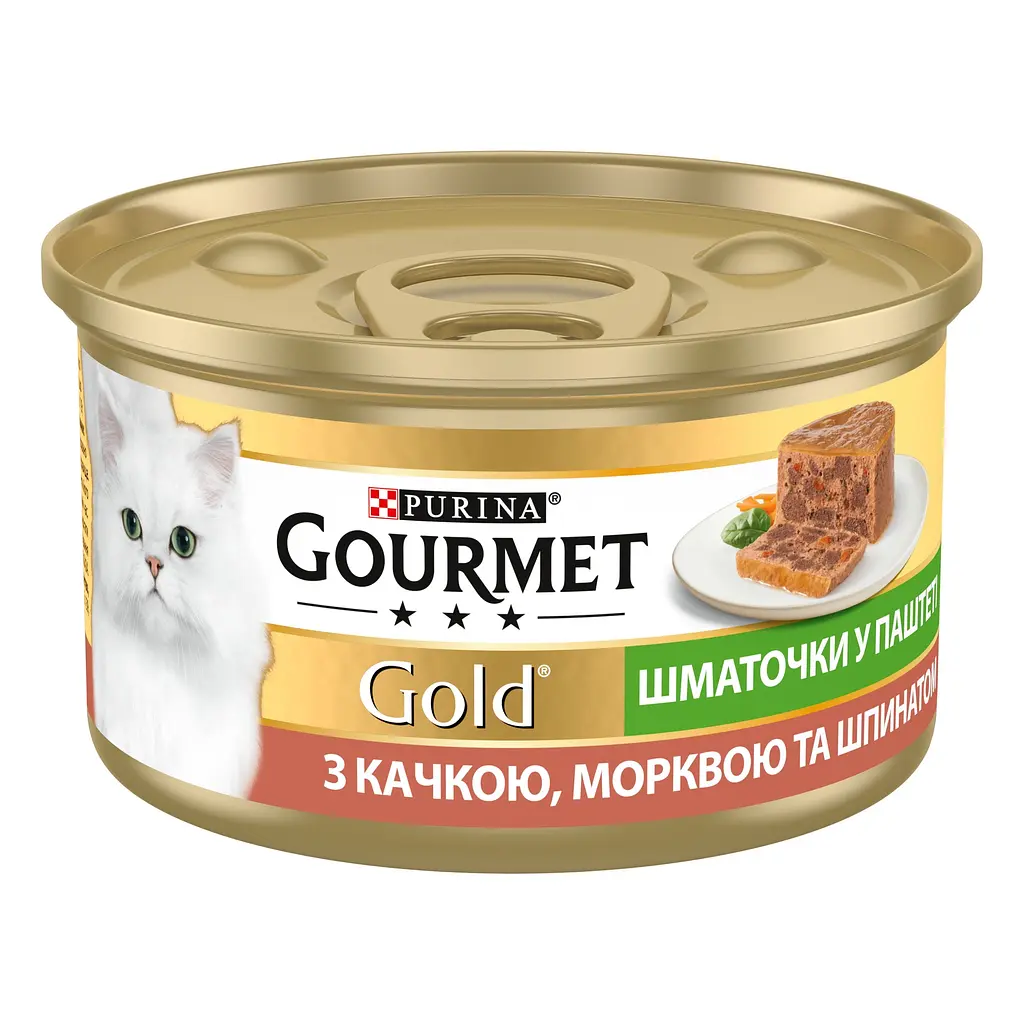 Уценка. Влажный корм для кошек Gourmet Паштет с уткой, морковкой и шпинатом 85 г - фото 2