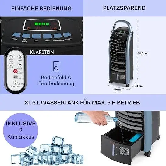 Охолоджувач повітря Klarstein Maxfresh Ocean 4 в 1 444 м³/год 65 Вт (10034640) - фото 7