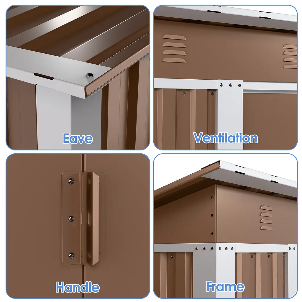 Госпблок-сарай металевий SS-01 з односхилим дахом 185х180х90 см Коричневий - фото 6